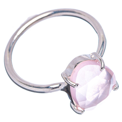 Faceted Rose Quartz Ring Size 6 (.925 Sterling Silver)