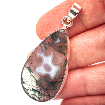 Green Moss Agate Pendant 2" (.925 Sterling Silver)
