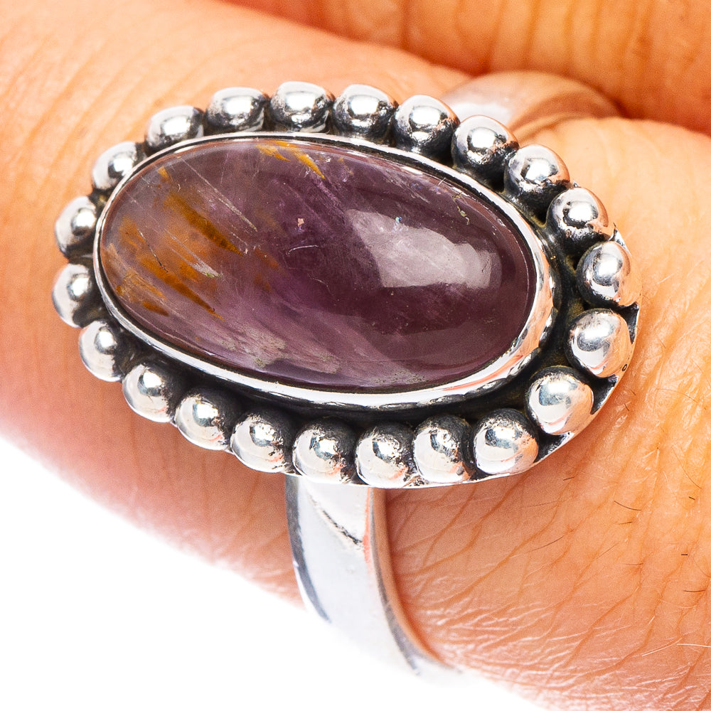 Rare Cacoxenite Amethyst Ring Size 7.5 (925 Sterling Silver) R7325