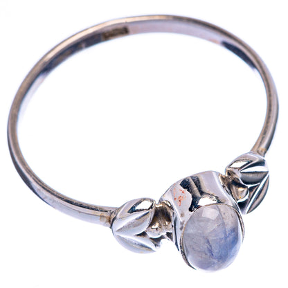 925 sterling silver dainty ring, oval moonstone cabochon with sculpted band tips