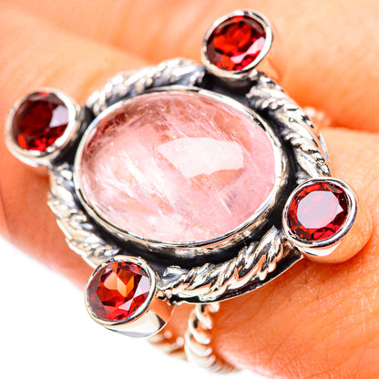 Signature Morganite, Garnet Ring Size 8 (925 Sterling Silver) RING138174