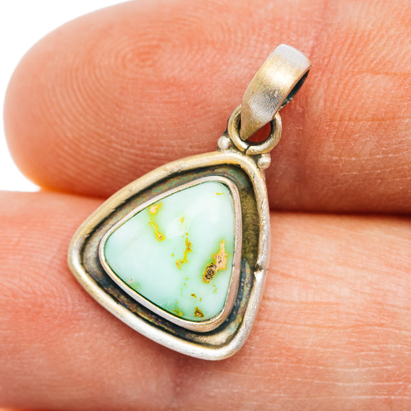 Southwestern Style Palomino Turquoise Pendant 7/8" (.925 Sterling Silver)