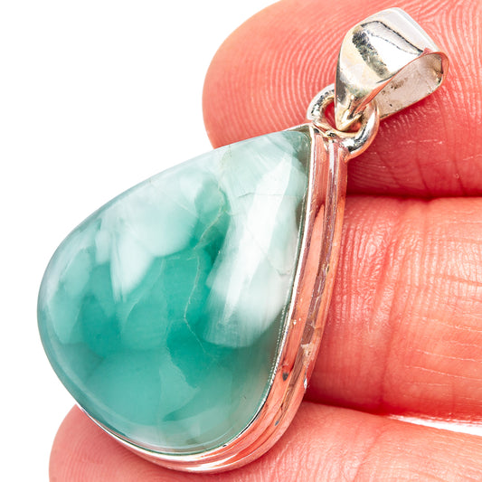 925 sterling silver pendant close-up with turquoise teardrop gemstone and bail