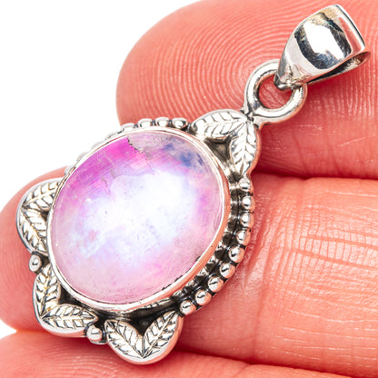 Pink Moonstone Pendant 1 1/4" (925 Sterling Silver) P42412