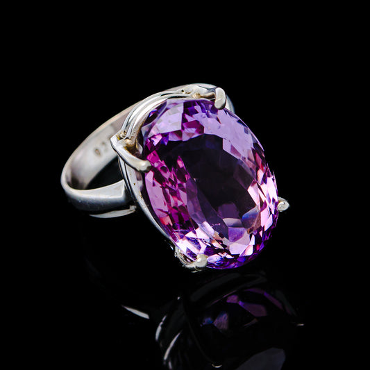 7.17ct Faceted Brazilian Amethyst Ring Size 5.75 (.925 Sterling Silver)