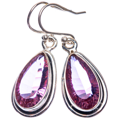 Teardrop color-change earrings, purple-to-light lilac faceted stones in silver