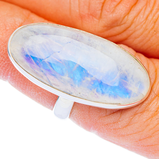 Premium Rainbow Moonstone Ring Size 7 Adjustable (.925 Sterling Silver)