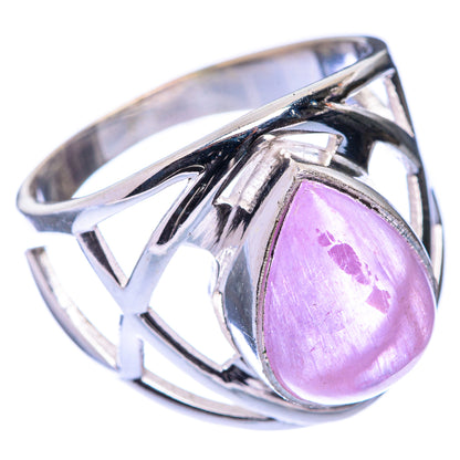 Sterling silver moonstone ring with lavender oval cabochon and geometric cutout band
