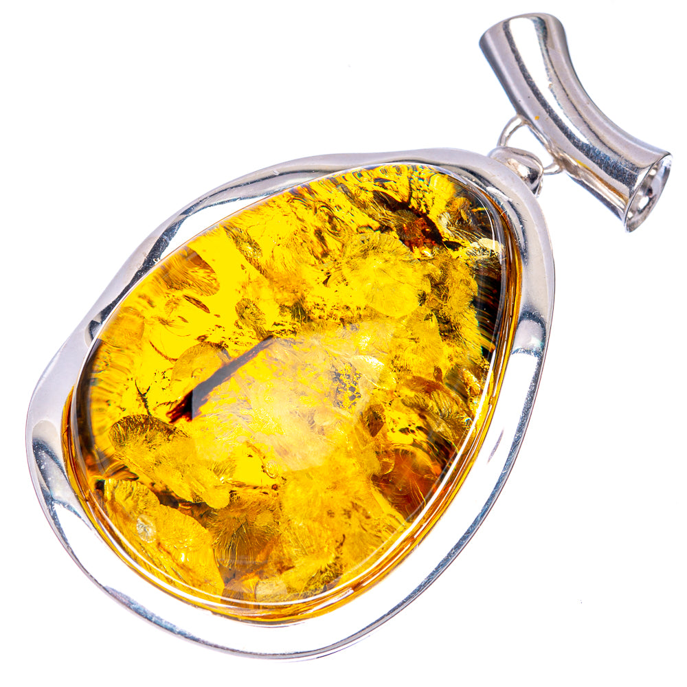 Ana Silver Co Baltic Amber Pendant 1 3/4" (925 Sterlnig Silver)