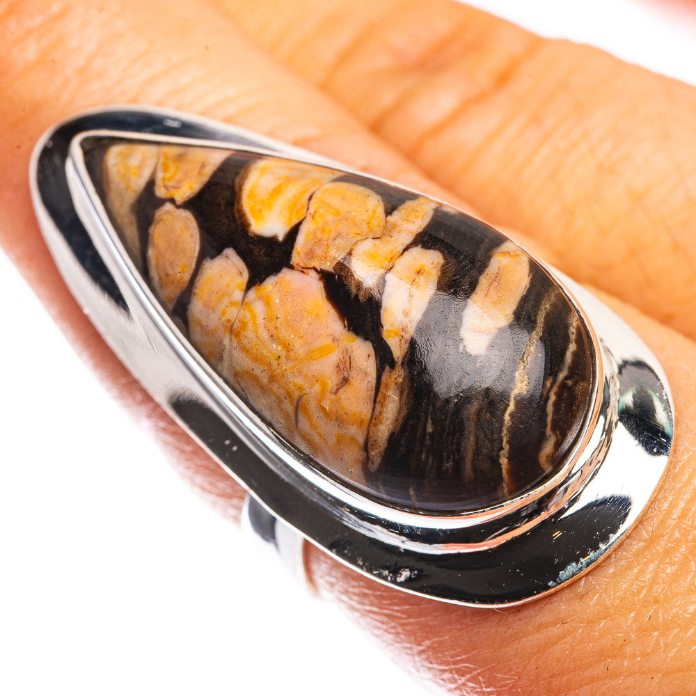 Large Peanut Wood Jasper Ring Size 7.25 (925 Sterling Silver) R142502