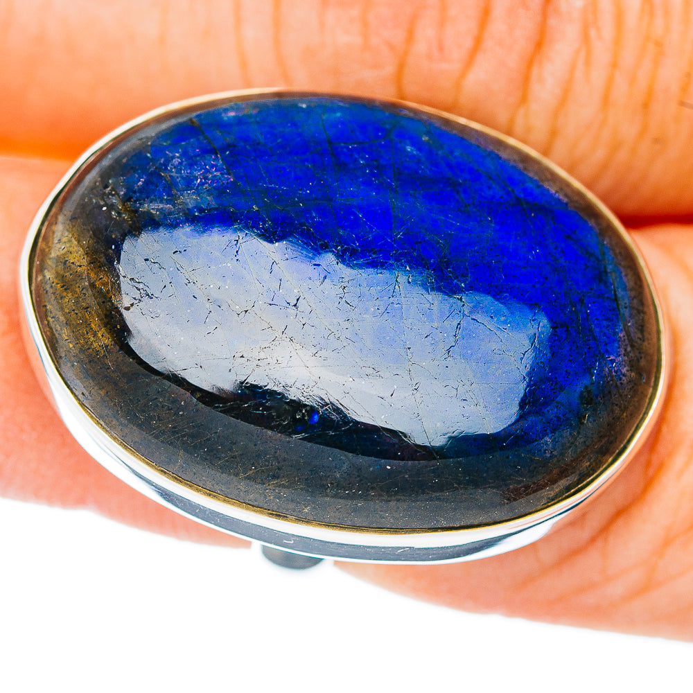 Premium Labradorite Ring Size 7 Adjustable (.925 Sterling Silver)