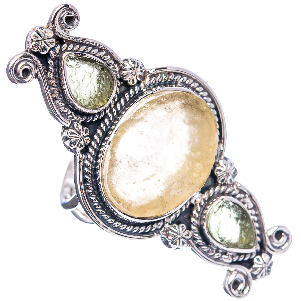 Signature Libyan Desert Glass, Moldavite Ring Size 8.75 (.925 Sterling Silver)