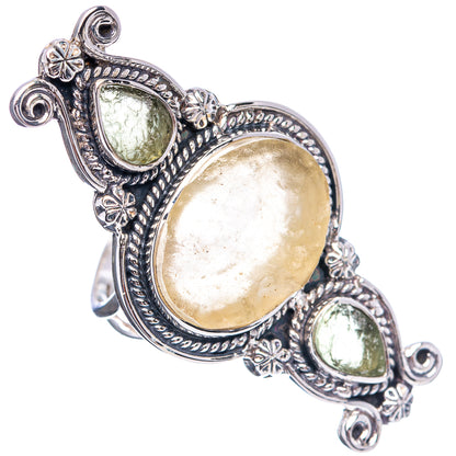 Signature Libyan Desert Glass, Moldavite Ring Size 8.75 (.925 Sterling Silver)