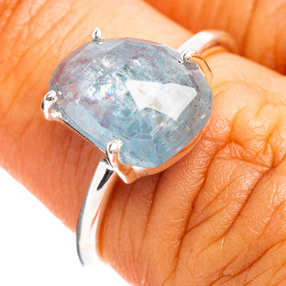 Faceted Aquamarine Ring Size 6 (.925 Sterling Silver)