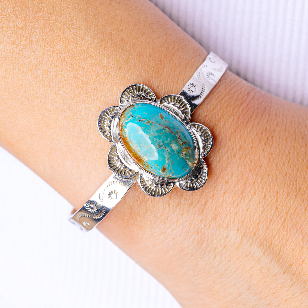 Royston Turquoise Bracelet Adjustable (.925 Sterling Silver)