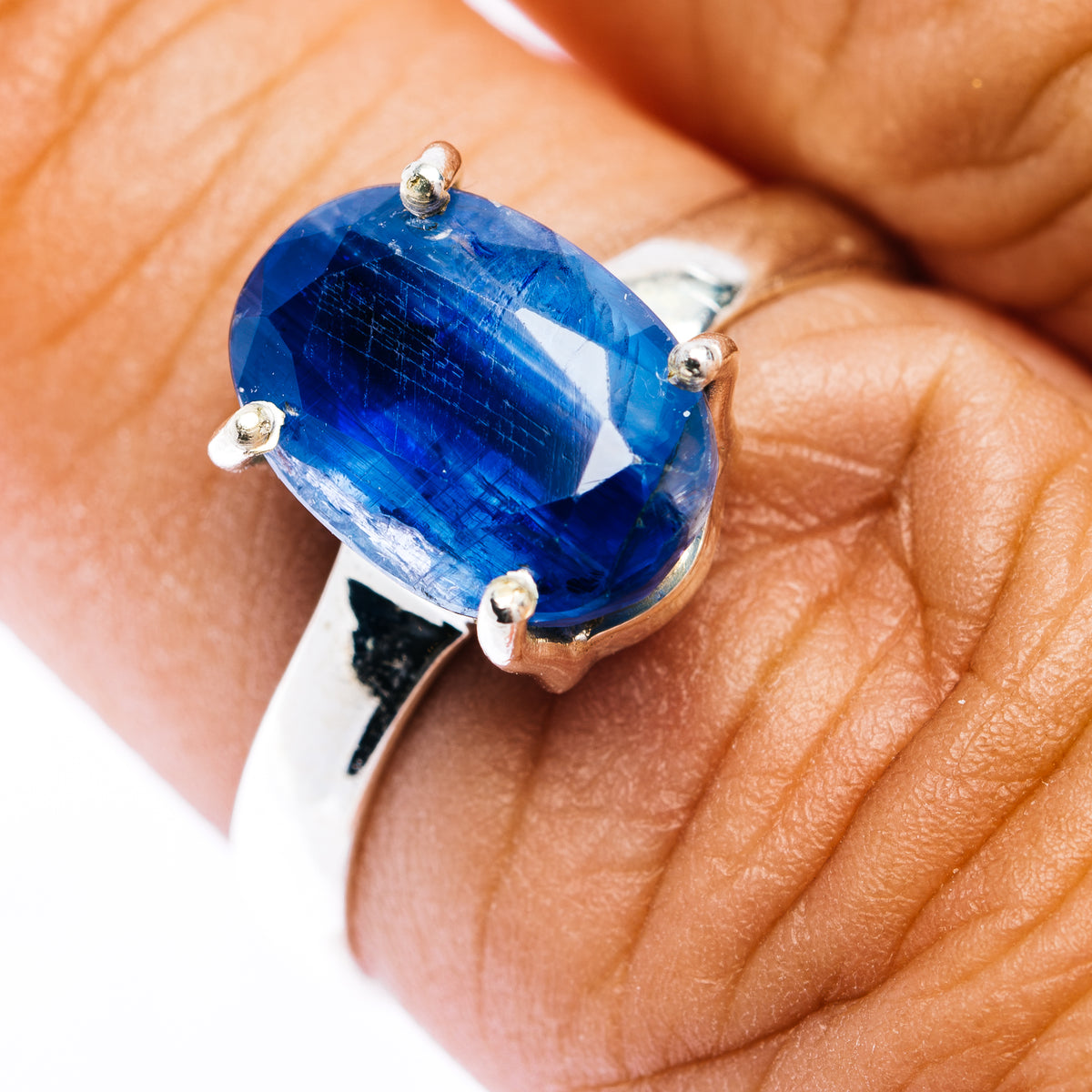 Faceted Kyanite Ring Size 8 (.925 Sterling Silver)