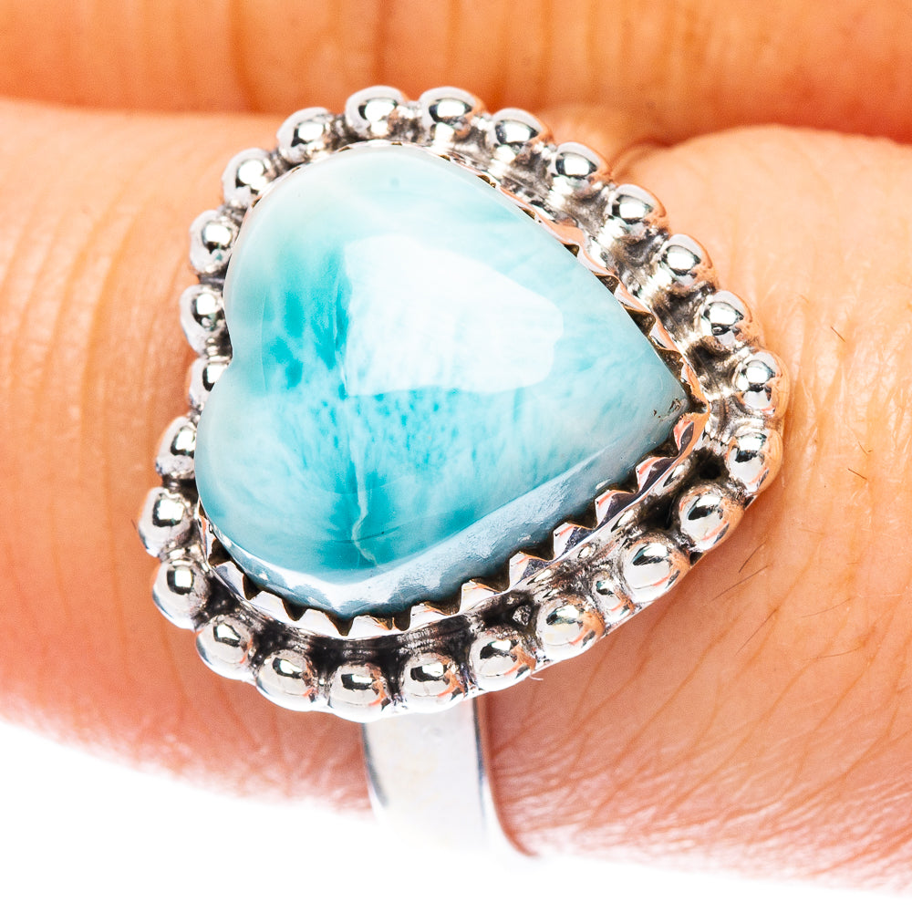 Larimar Heart 925 Sterling Silver Ring Size 8 Ana Co R2518