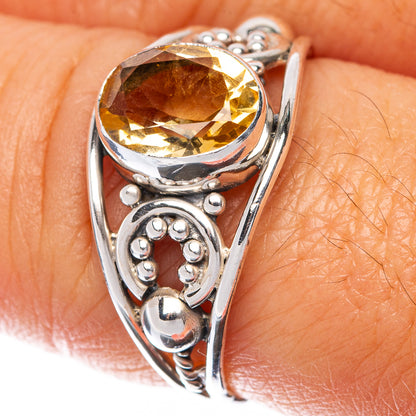 Faceted Citrine Dainty Ring Size 8.25 (925 Sterling Silver) R145070