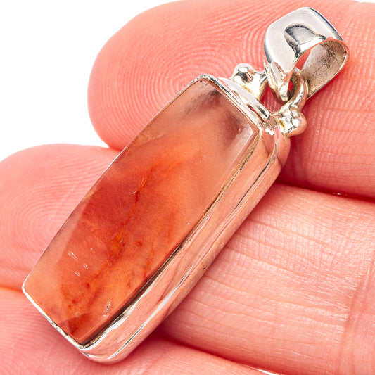 925 sterling silver pendant with orange rutilated quartz rectangle and top bail