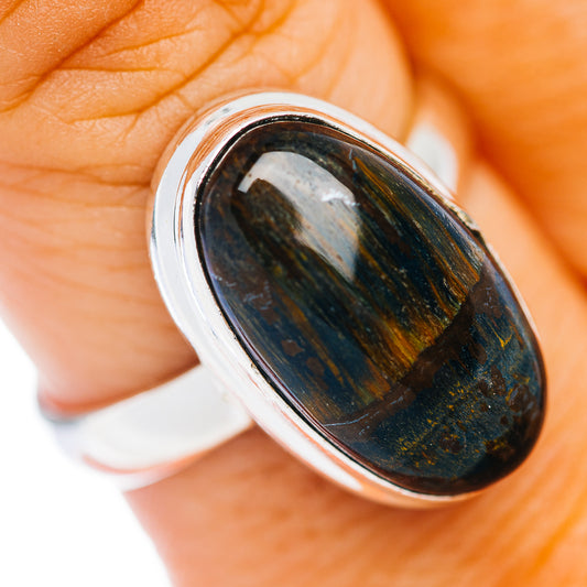 Blue Tiger's Eye Ring Size 9 (.925 Sterling Silver)