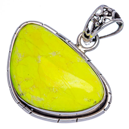 Lemon Chrysoprase Pendant 1 1/2" (925 Sterling Silver) P40066