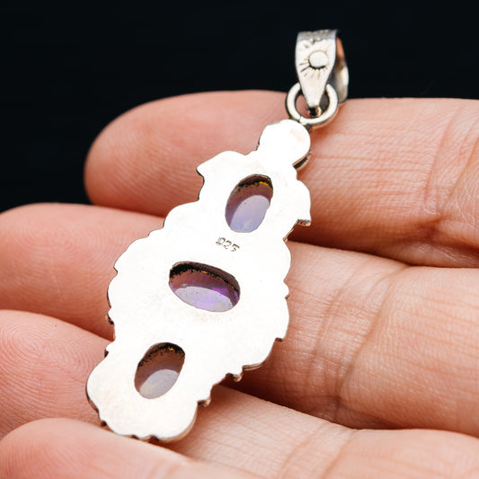 Sterling silver .925 three-opal pendant back with three oval cutouts