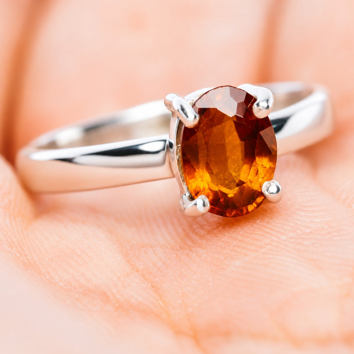 Spessartite Garnet Ring Size 7 (.925 Sterling Silver)