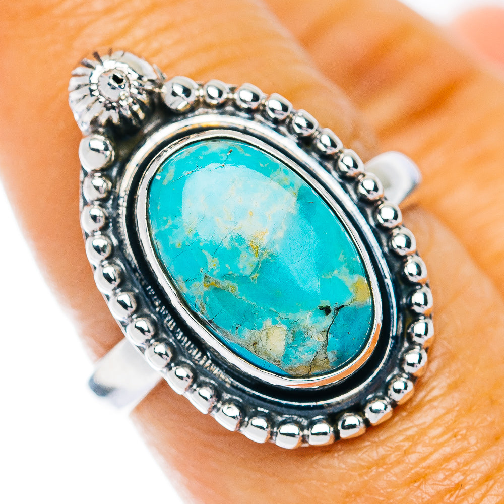 Southwestern Style Kingman Turquoise Ring Size 7.75 (.925 Sterling Silver)