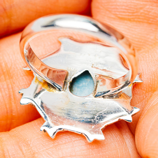 Southwestern Style Larimar Star Ring Size 6.5 (.925 Sterling Silver)