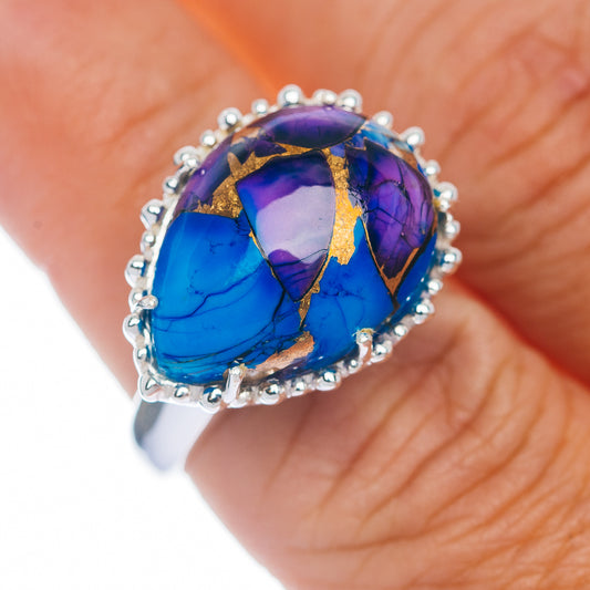Exclusive Violet Blue Dahlia Mohave Turquoise Ring Size 7 (.925 Sterling Silver)