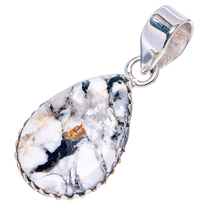 White Buffalo Turquoise Pendant 1 1/4" (.925 Sterling Silver)