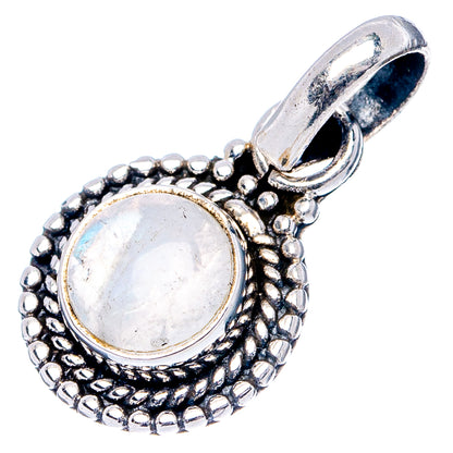 Dainty Rainbow Moonstone Pendant 7/8" (.925 Sterling Silver)