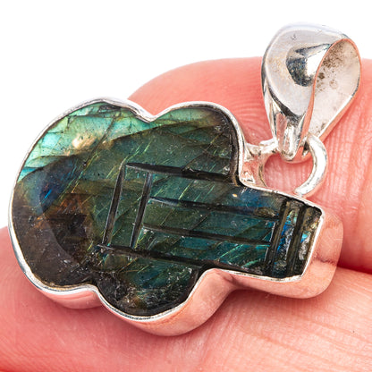 Labradorite Guitar Pendant 1 1/4" (925 Sterling Silver) P40145