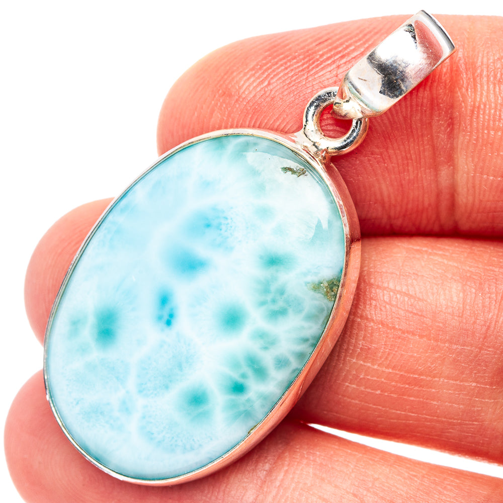 Rare Larimar Pendant 1 5/8" (.925 Sterling Silver)