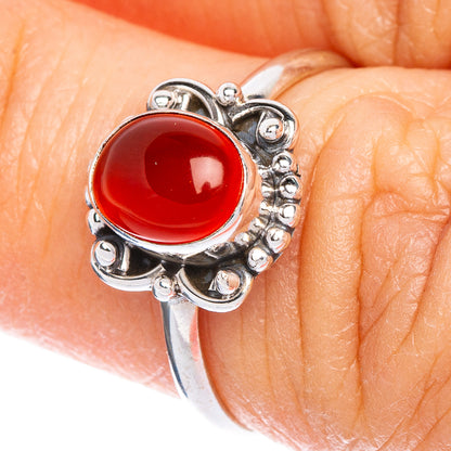 Red Onyx Dainty Ring Size 6.25 (925 Sterling Silver) R147136