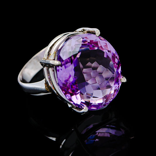 11.86ct Faceted Brazilian Amethyst Ring Size 7.5 (.925 Sterling Silver)