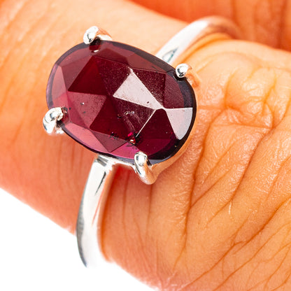Faceted Garnet Ring Size 6 (.925 Sterling Silver)