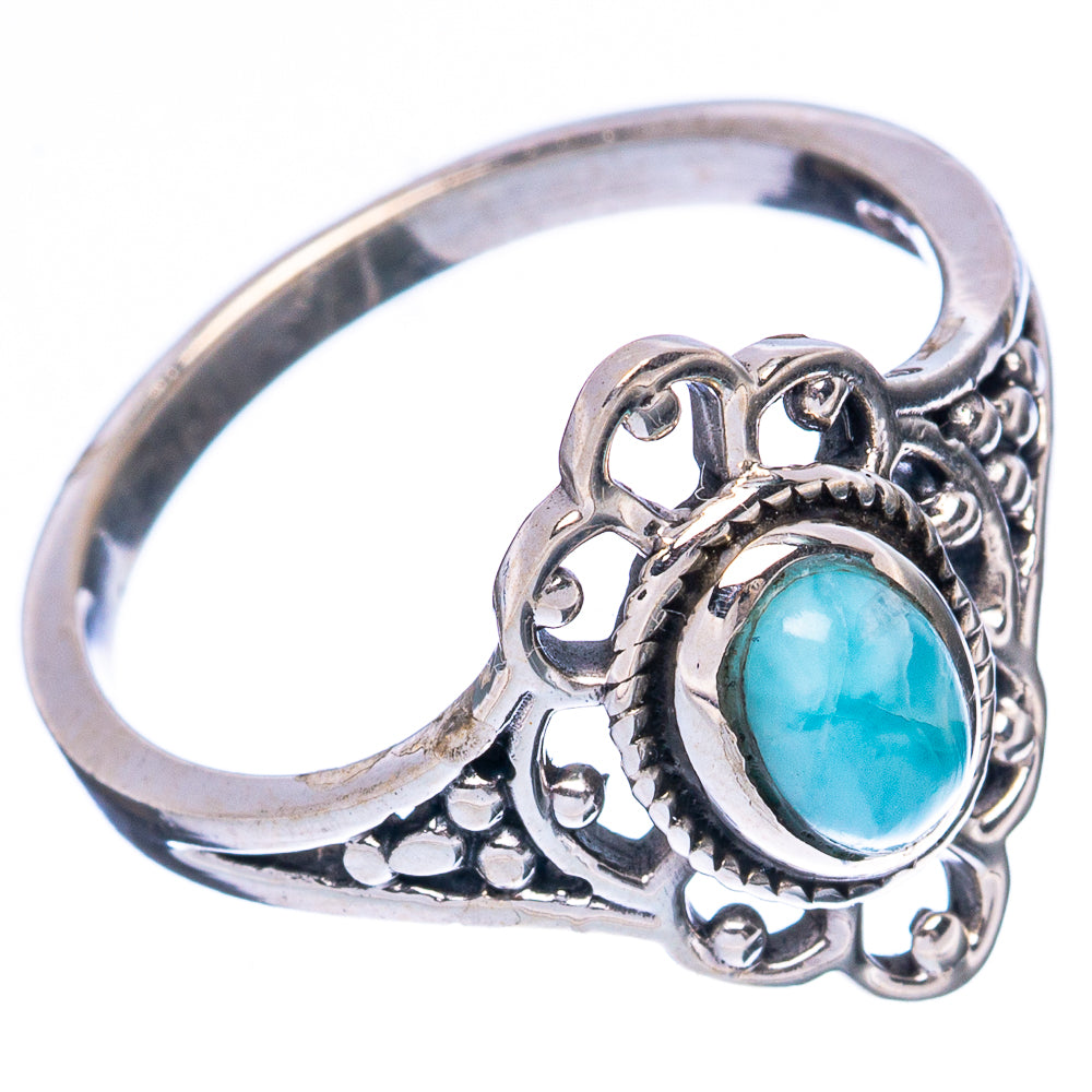 Sterling silver dainty ring with oval turquoise gemstone in filigree openwork setting