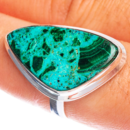 Malachite In Chrysocolla Ring Size 8 (925 Sterling Silver) R144252