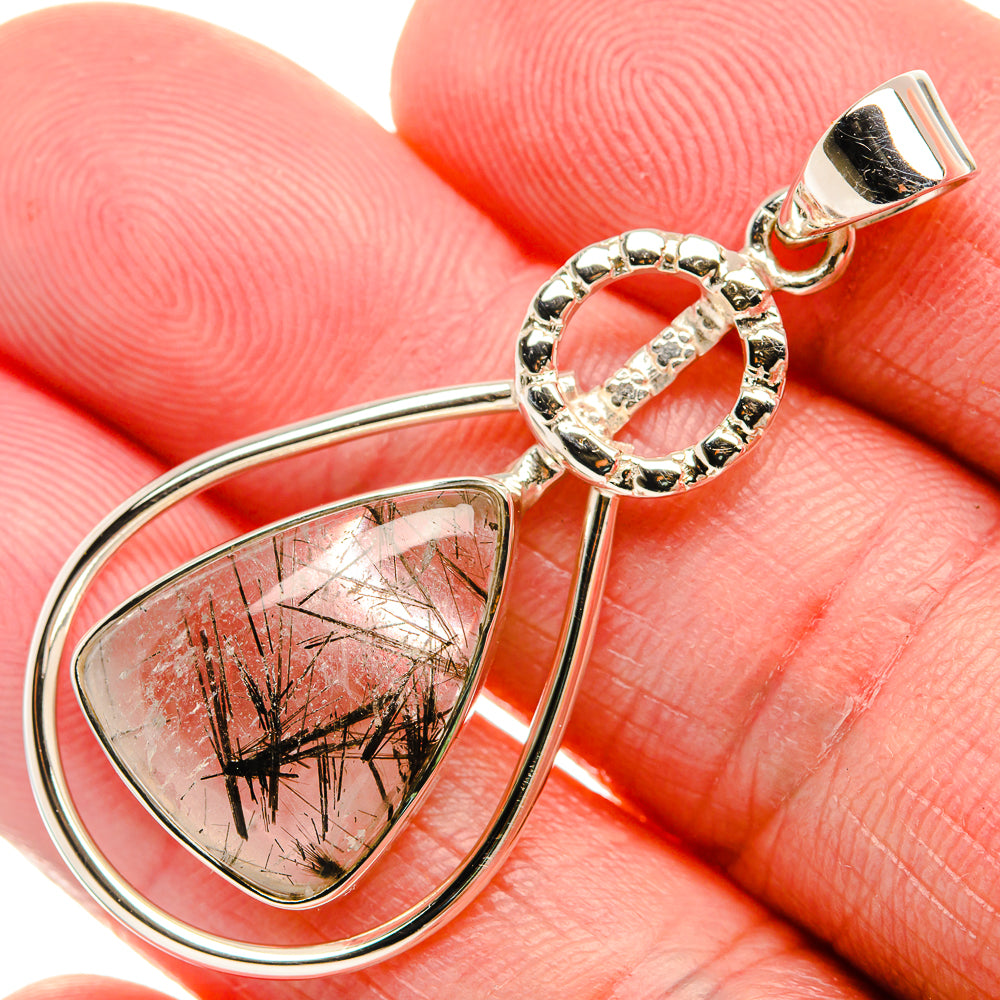 Premium Tourmalinated Quartz 925 Sterling Silver Pendant 1 3/4" (925 Sterling Silver) PD37783