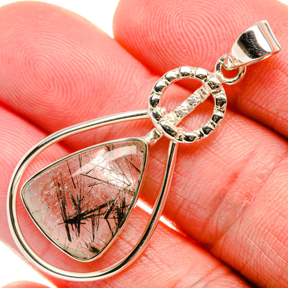 Premium Tourmalinated Quartz 925 Sterling Silver Pendant 1 3/4" (925 Sterling Silver) PD37783