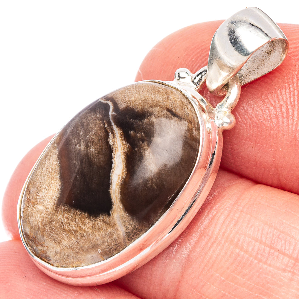 Peanut Wood Jasper Pendant 1 1/4" (925 Sterling Silver) P44578