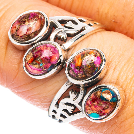 Kingman Pink Dahlia Turquoise Ring Size 8.25 (925 Sterling Silver) R4750