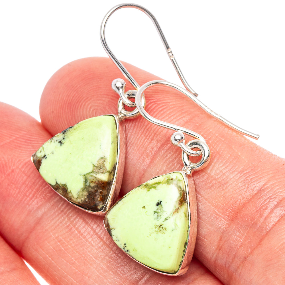 Lemon Chrysoprase Earrings 1 1/8" (925 Sterling Silver) E1806