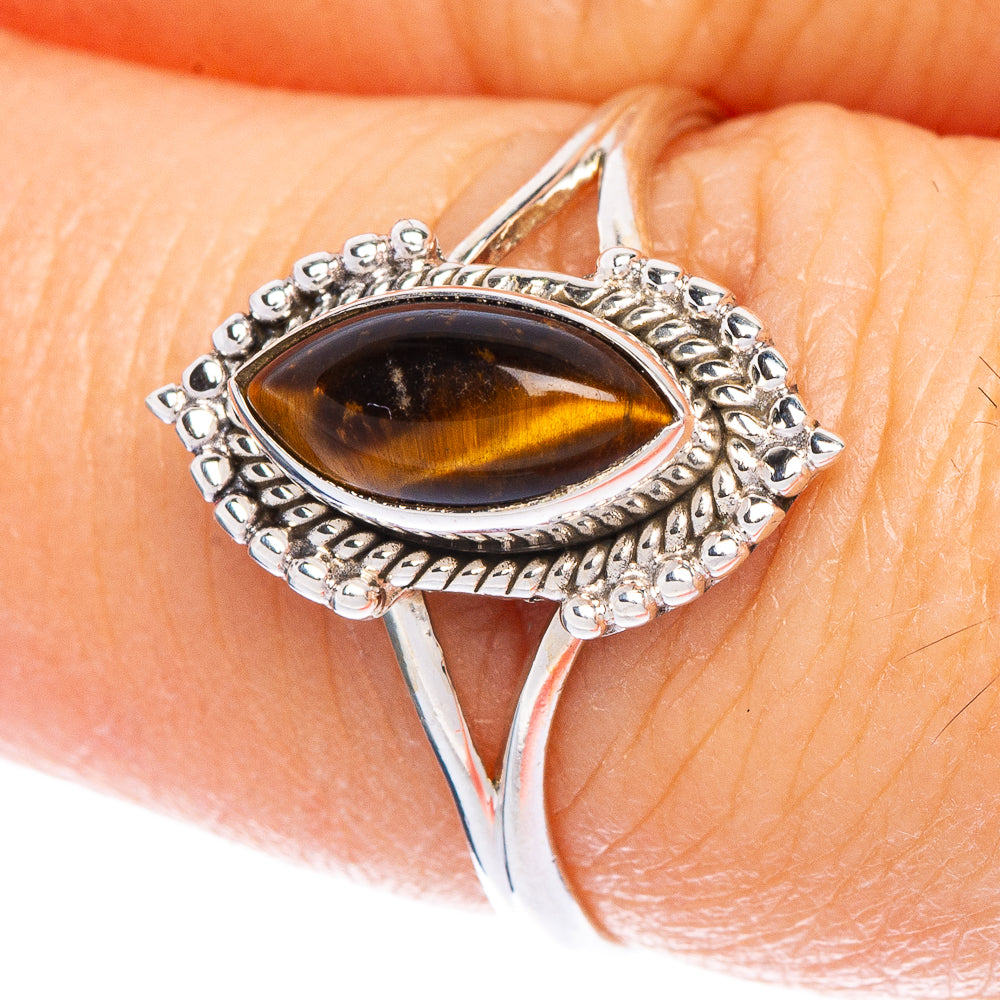 Tiger Eye Dainty Ring Size 7.75 (925 Sterling Silver) R147132