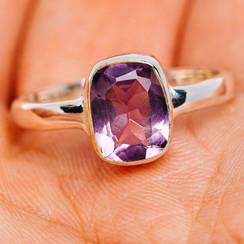 Faceted Amethyst Ring Size 8.75 (.925 Sterling Silver)