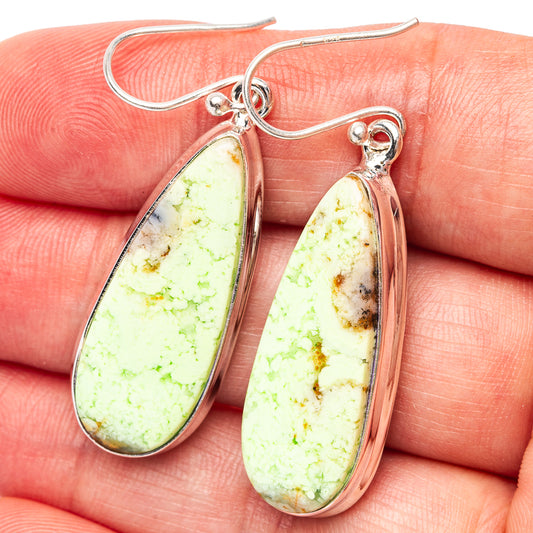Teardrop chrysoprase earrings, .925 sterling silver bezel, bright green stone