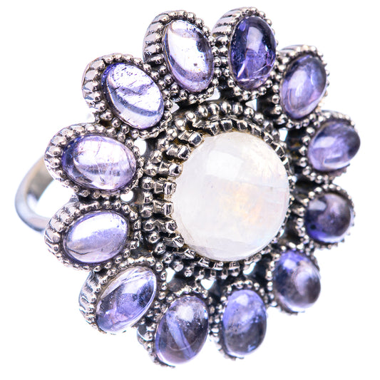 Large Rainbow Moonstone, Tanzanite Ring Size 7.75 (925 Sterling Silver) R141065