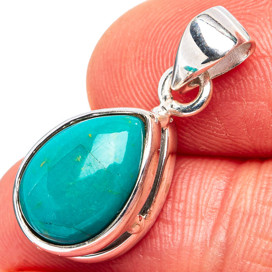 Turquoise teardrop pendant in .925 sterling silver with hinged bail