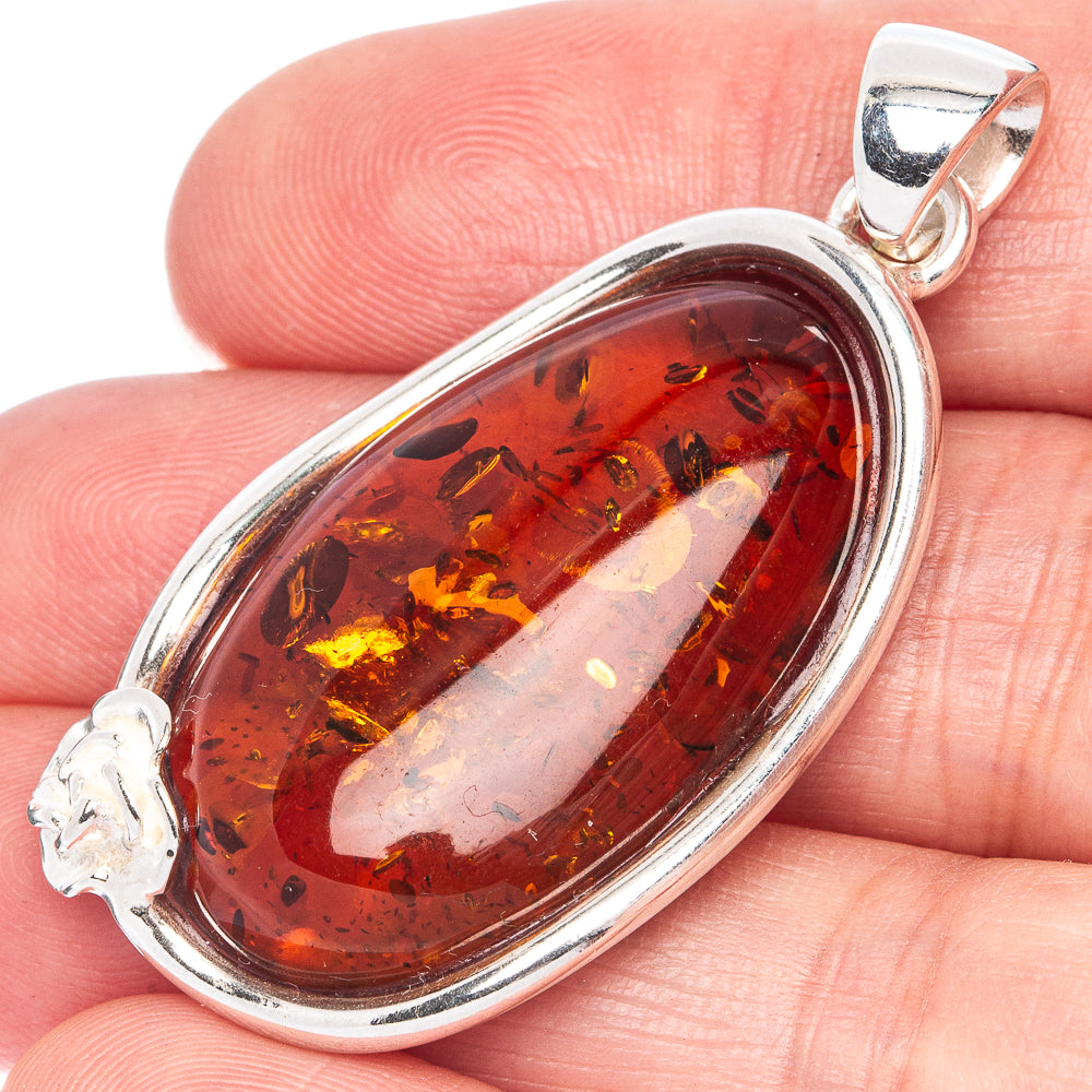 Ana Silver Co Baltic Amber Pendant 1 3/4" (925 Sterlnig Silver)